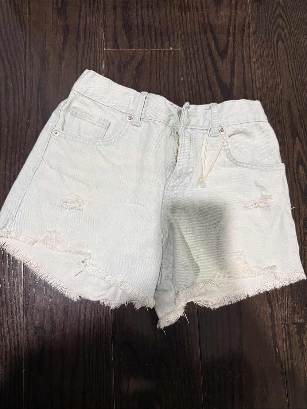 Zara Light Wash Distressed Denim Shorts